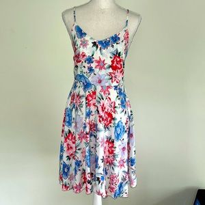 Blue and pink floral dress